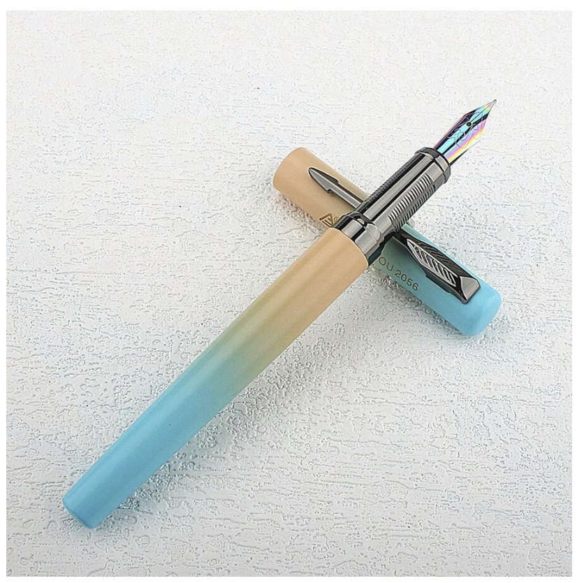Luxury Fountain Pen with Tungsten Nib (Blue / Yellow)