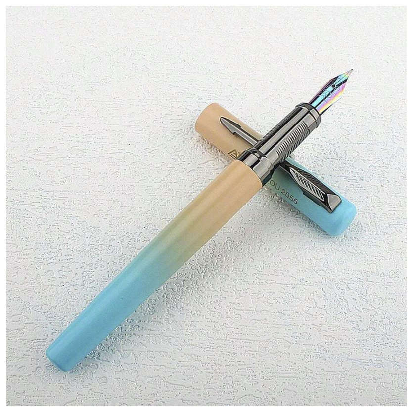 Luxury Fountain Pen with Tungsten Nib (Blue / Yellow)