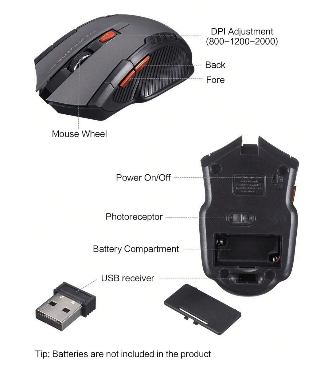 2.4GHz Wireless Optical Gaming Mouse for PC or Laptop (Silver)