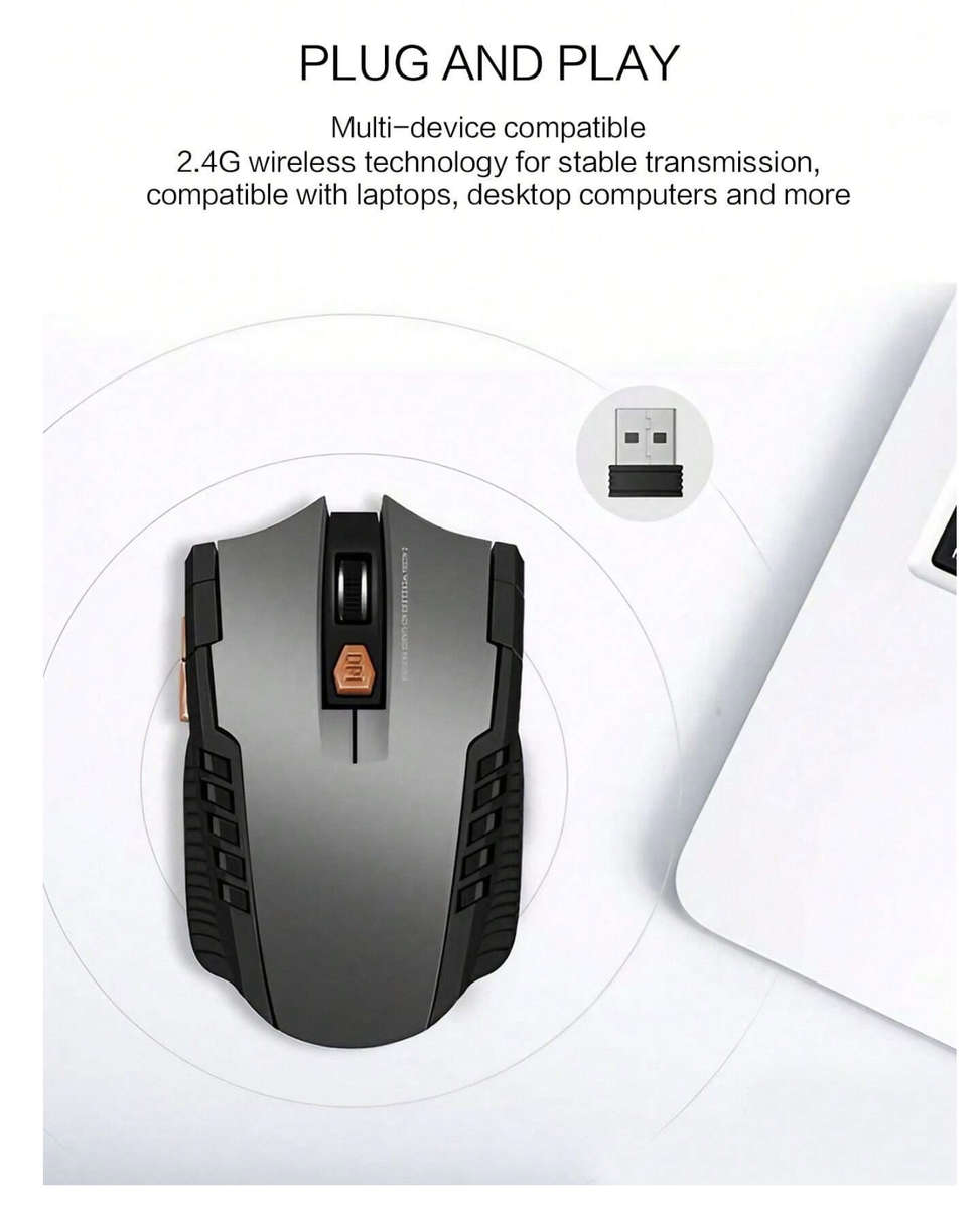 2.4GHz Wireless Optical Gaming Mouse for PC or Laptop (Silver)