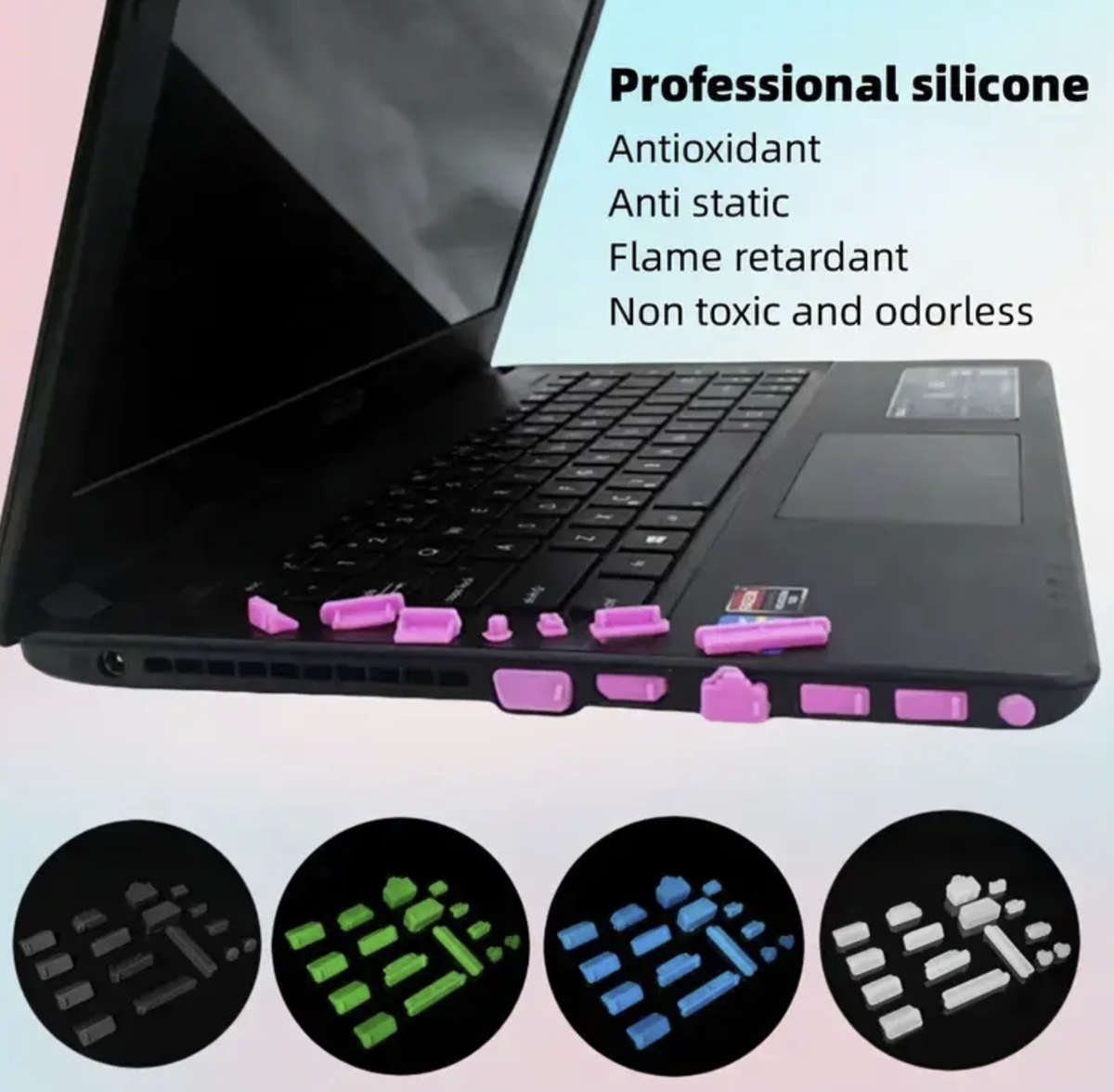 16pcs Universal Anti-Dust Plugs for Laptops / Notebooks (BLACK)