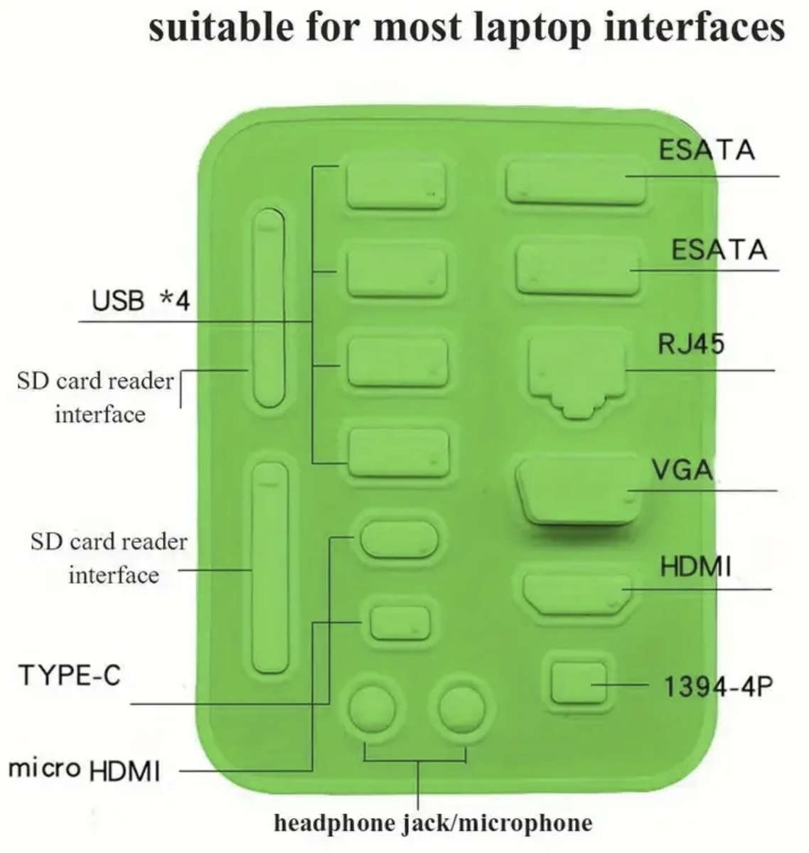 16pcs Universal Anti-Dust Plugs for Laptops / Notebooks (BLACK)