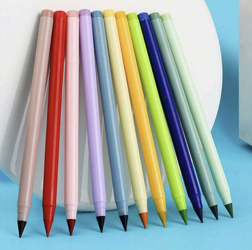 46pcs Colored Eternal Non-Sharpening Pencils With Erasable Lead