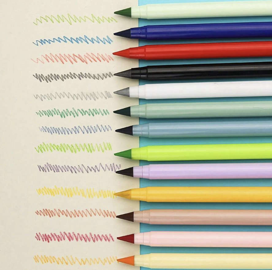 46pcs Colored Eternal Non-Sharpening Pencils With Erasable Lead