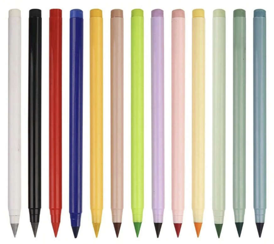 46pcs Colored Eternal Non-Sharpening Pencils With Erasable Lead
