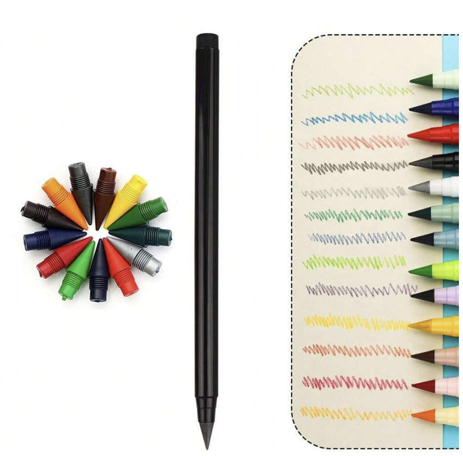 46pcs Colored Eternal Non-Sharpening Pencils With Erasable Lead