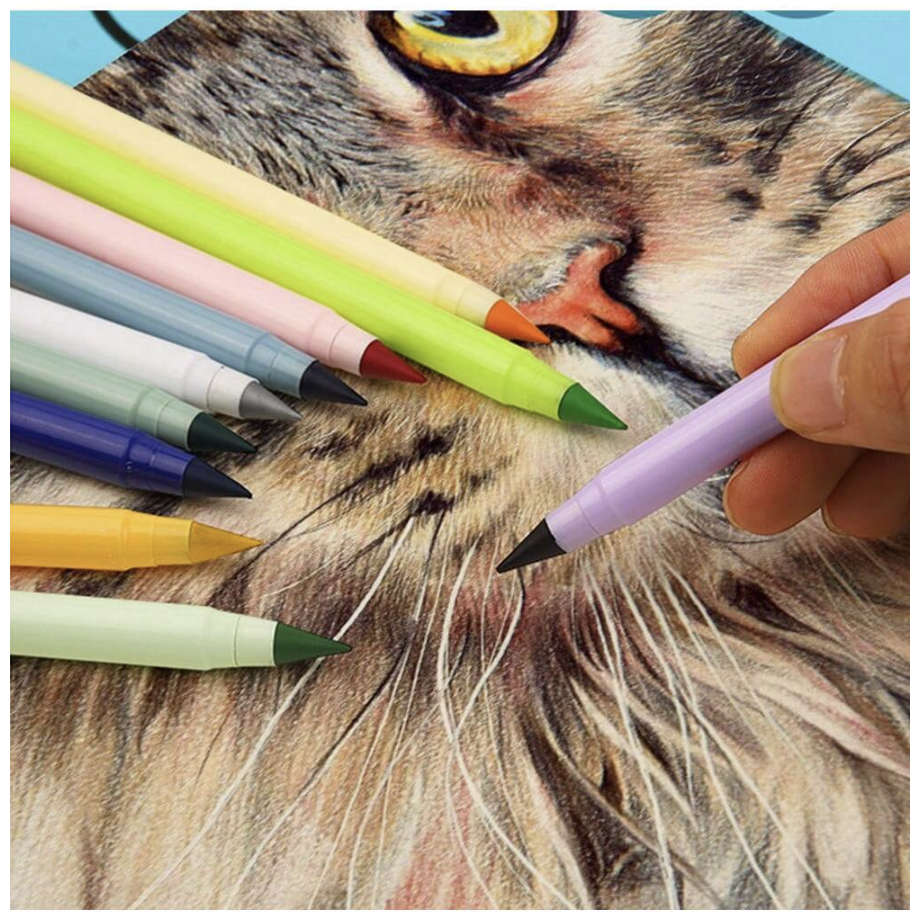 46pcs Colored Eternal Non-Sharpening Pencils With Erasable Lead