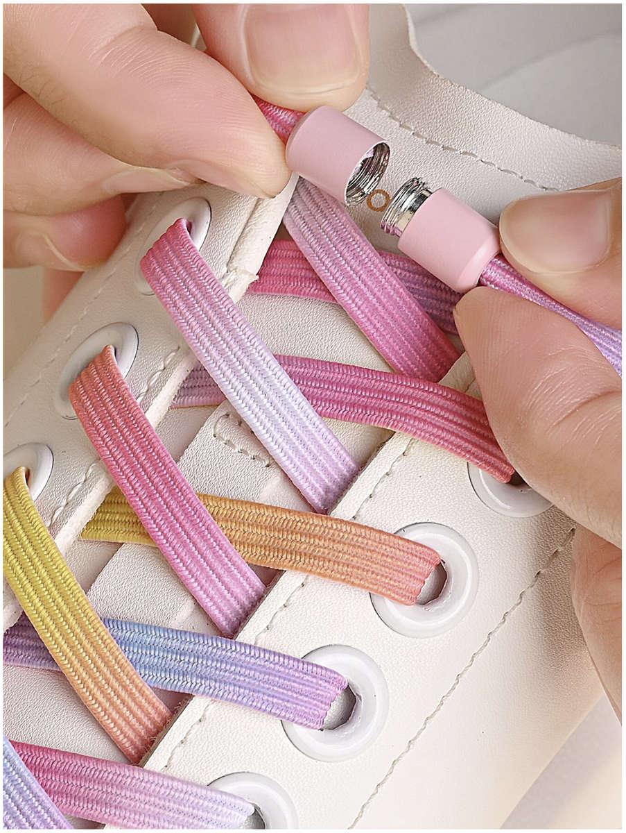 No Tie Shoelace (Pink Rainbow)