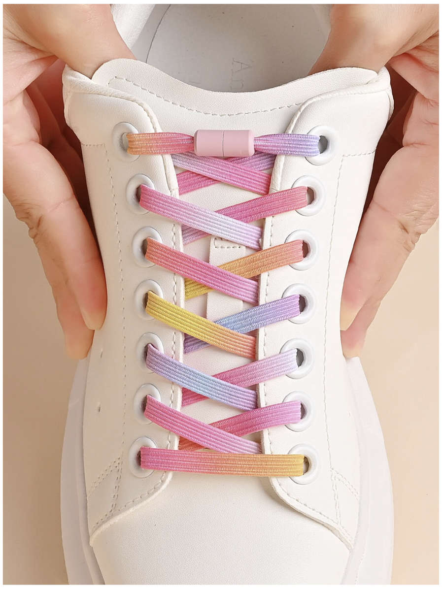 No Tie Shoelace (Pink Rainbow)