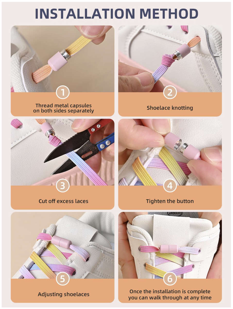 No Tie Shoelace (Pink Rainbow)