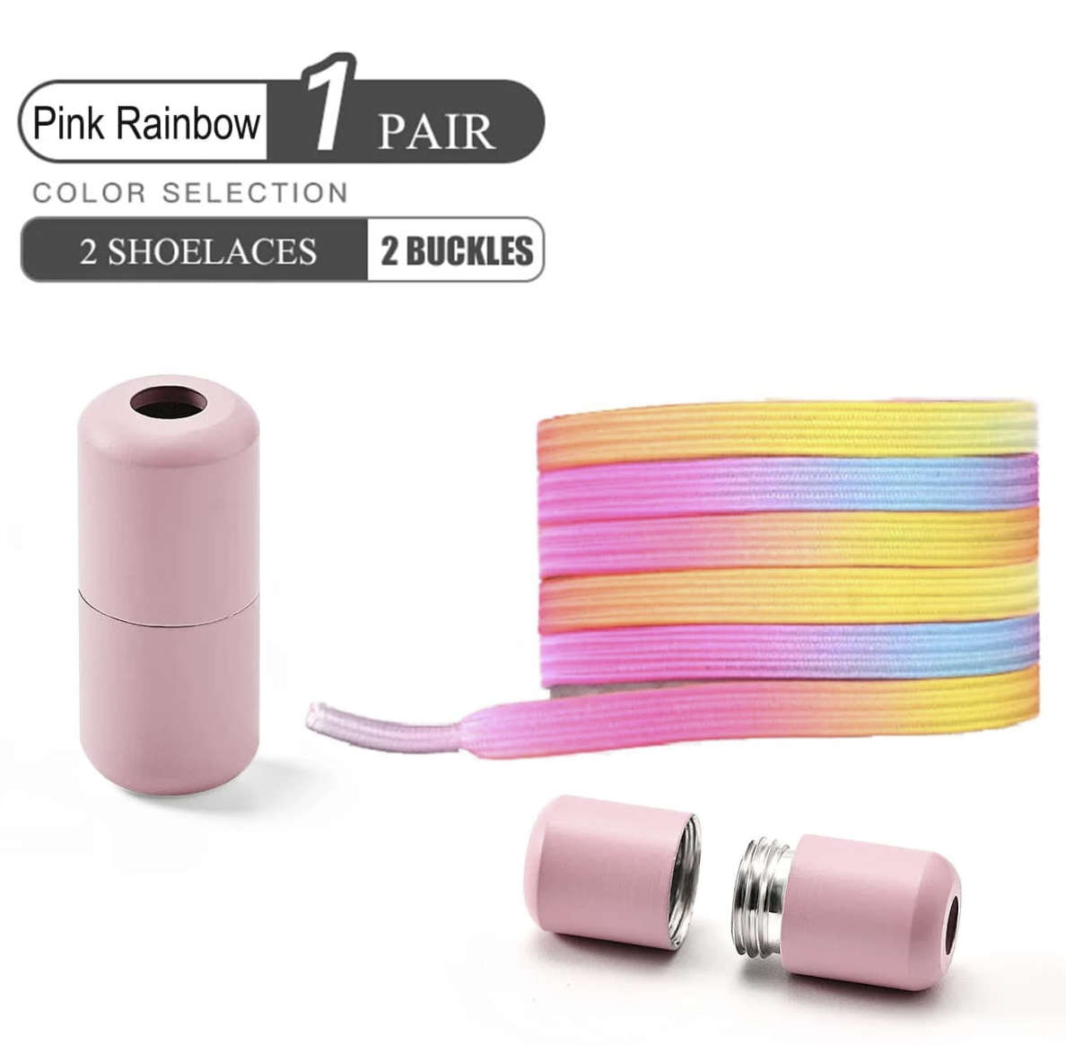 No Tie Shoelace (Pink Rainbow)