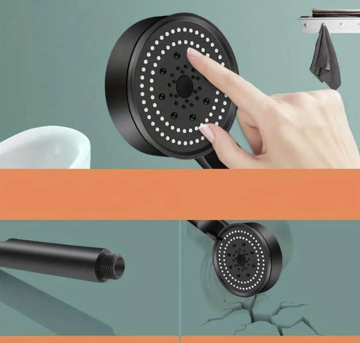 High-Pressure Handheld Shower Head with 5-Mode Adjustable Spray