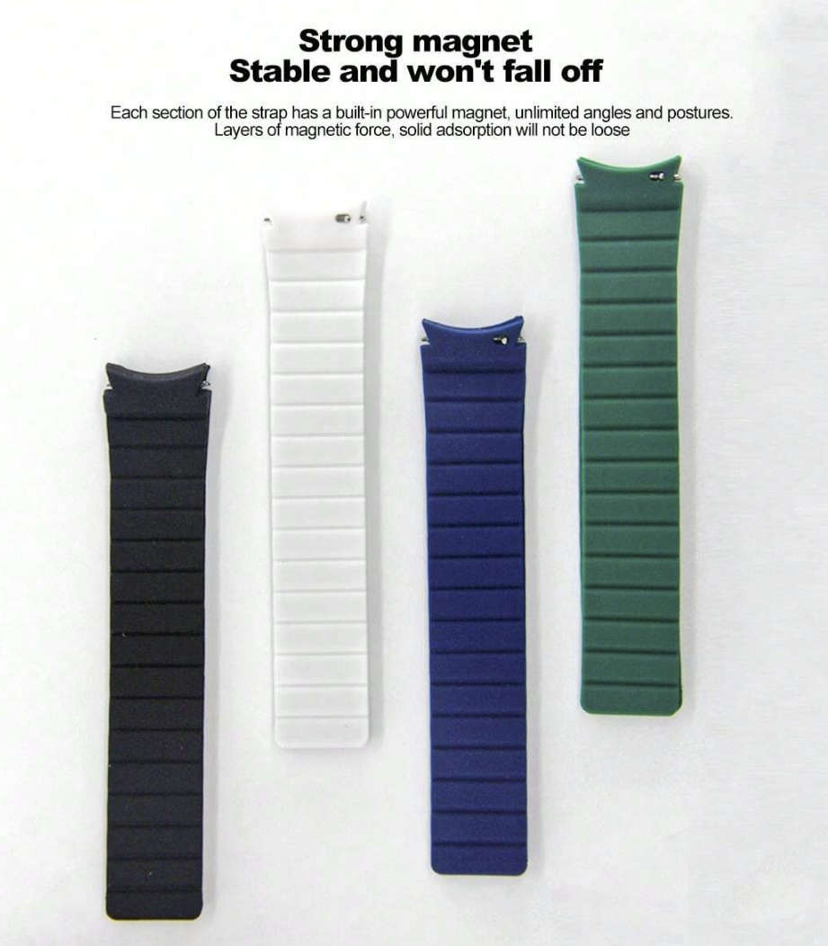 Magnetic Silicone Strap Compatible with Samsung Watch 6 / 5 / 4 (GREEN)