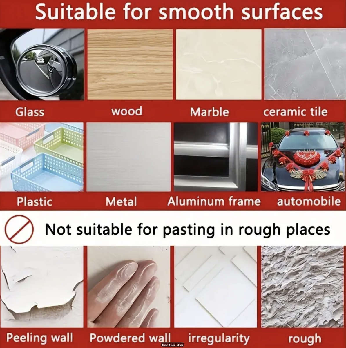 60pcs / 1 Box Multifunctional Double-Sided, Waterproof Nano Tape