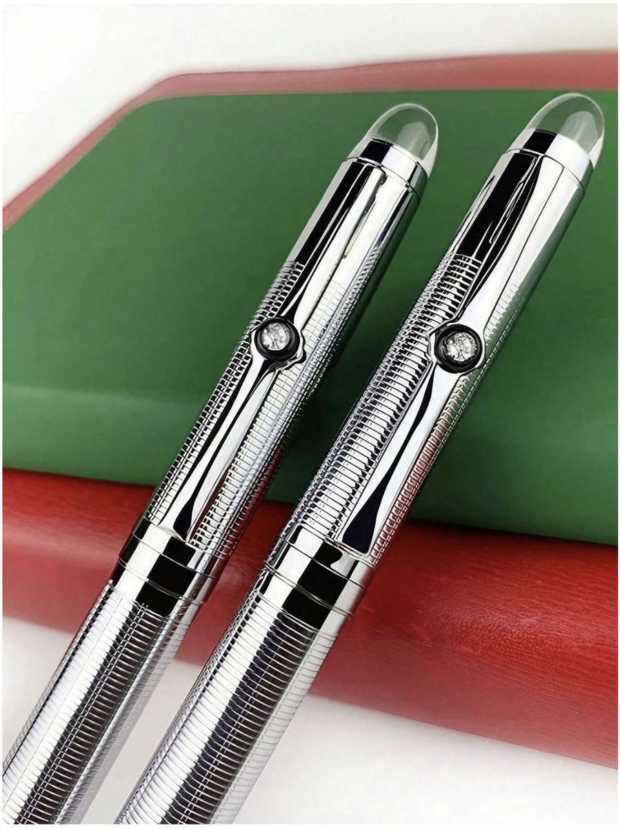 Capless Twist Roller Ball Metal Silver Pen