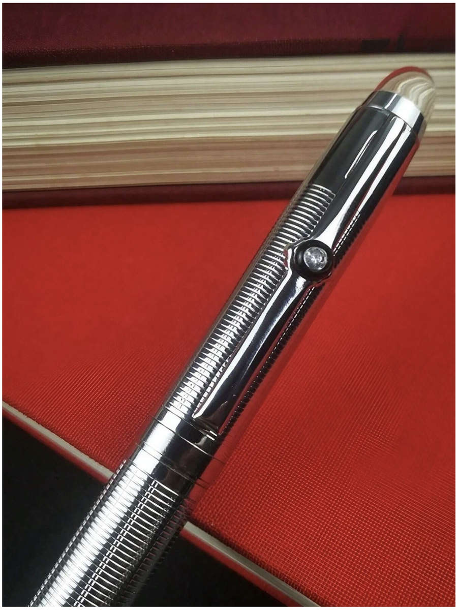 Capless Twist Roller Ball Metal Silver Pen