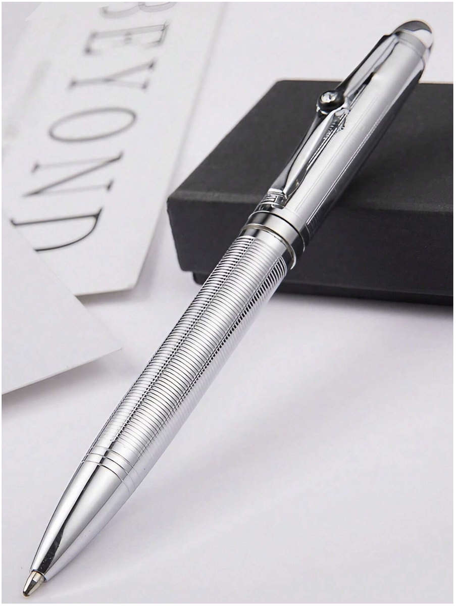 Capless Twist Roller Ball Metal Silver Pen