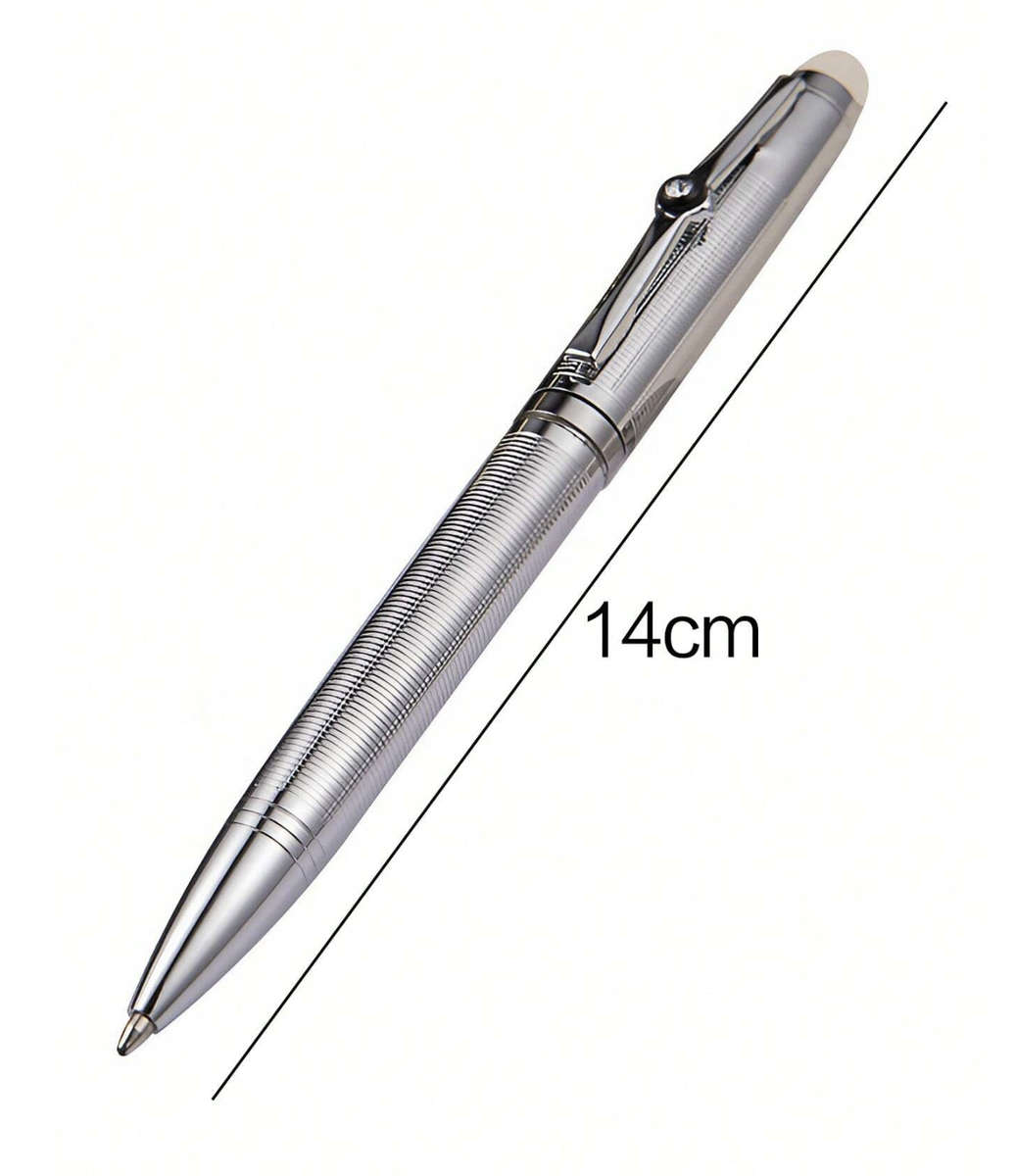Capless Twist Roller Ball Metal Silver Pen