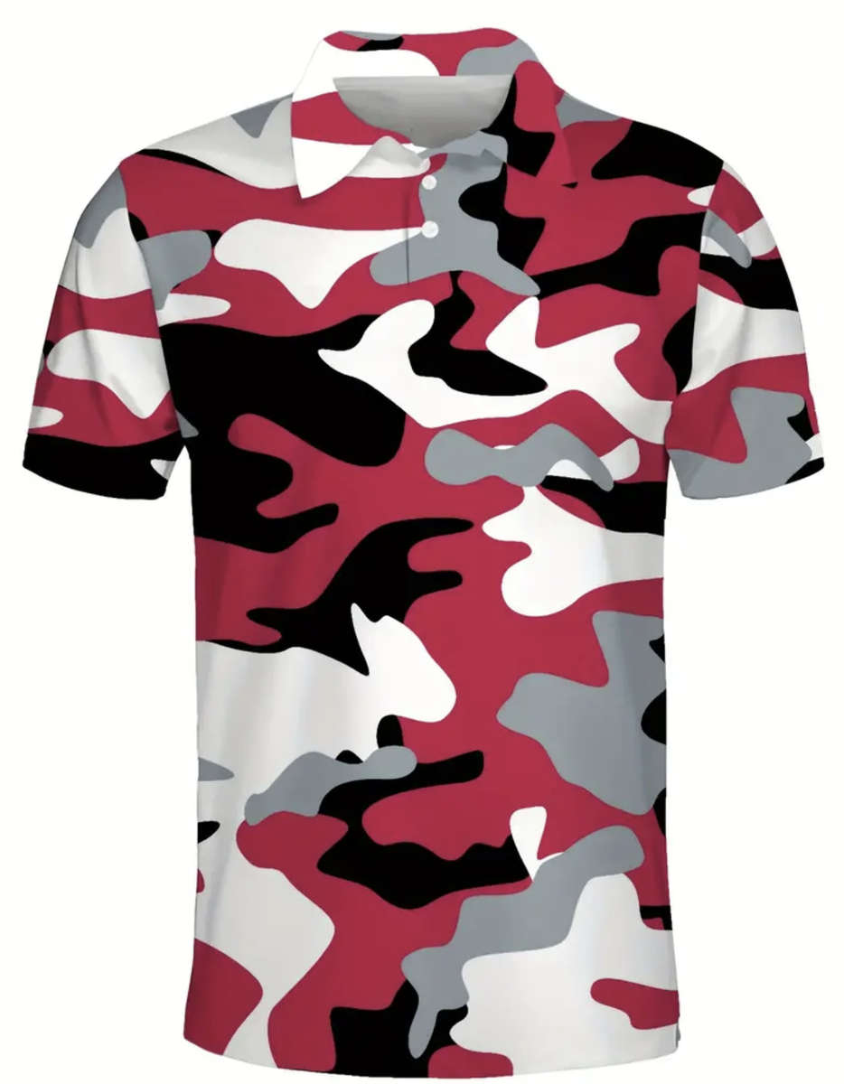 Men's Camouflage Print Golf Shirt (Size - 3XL)