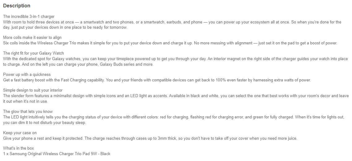 Samsung Wireless Charger Trio Pad