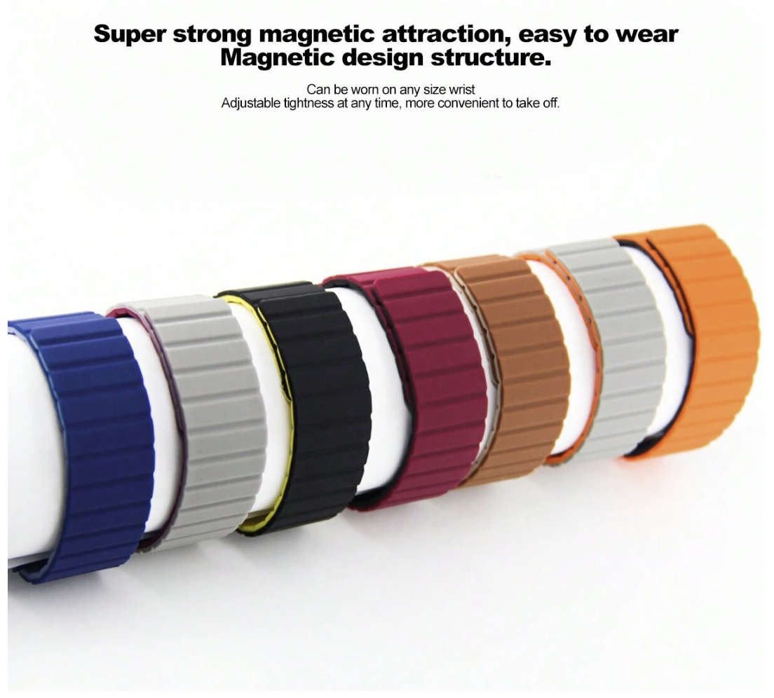 2 Tone Magnetic Silicone Strap compatible with Samsung Watch 6 / 5 / 4 (BLACK ORANGE)