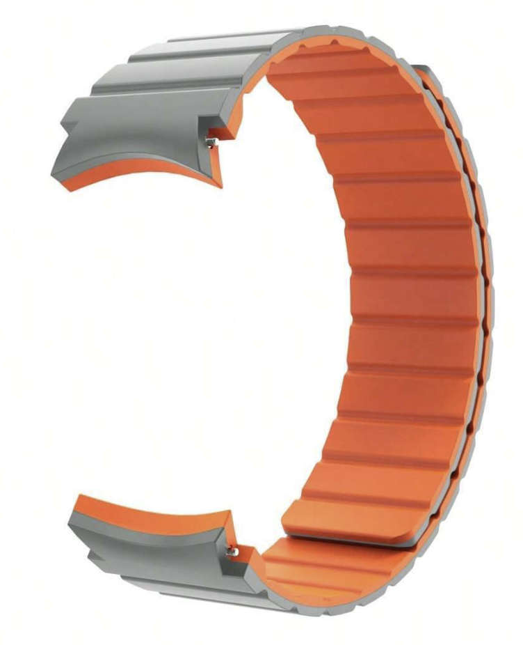 2 Tone Magnetic Silicone Strap compatible with Samsung Watch 6 / 5 / 4 (BLACK ORANGE)