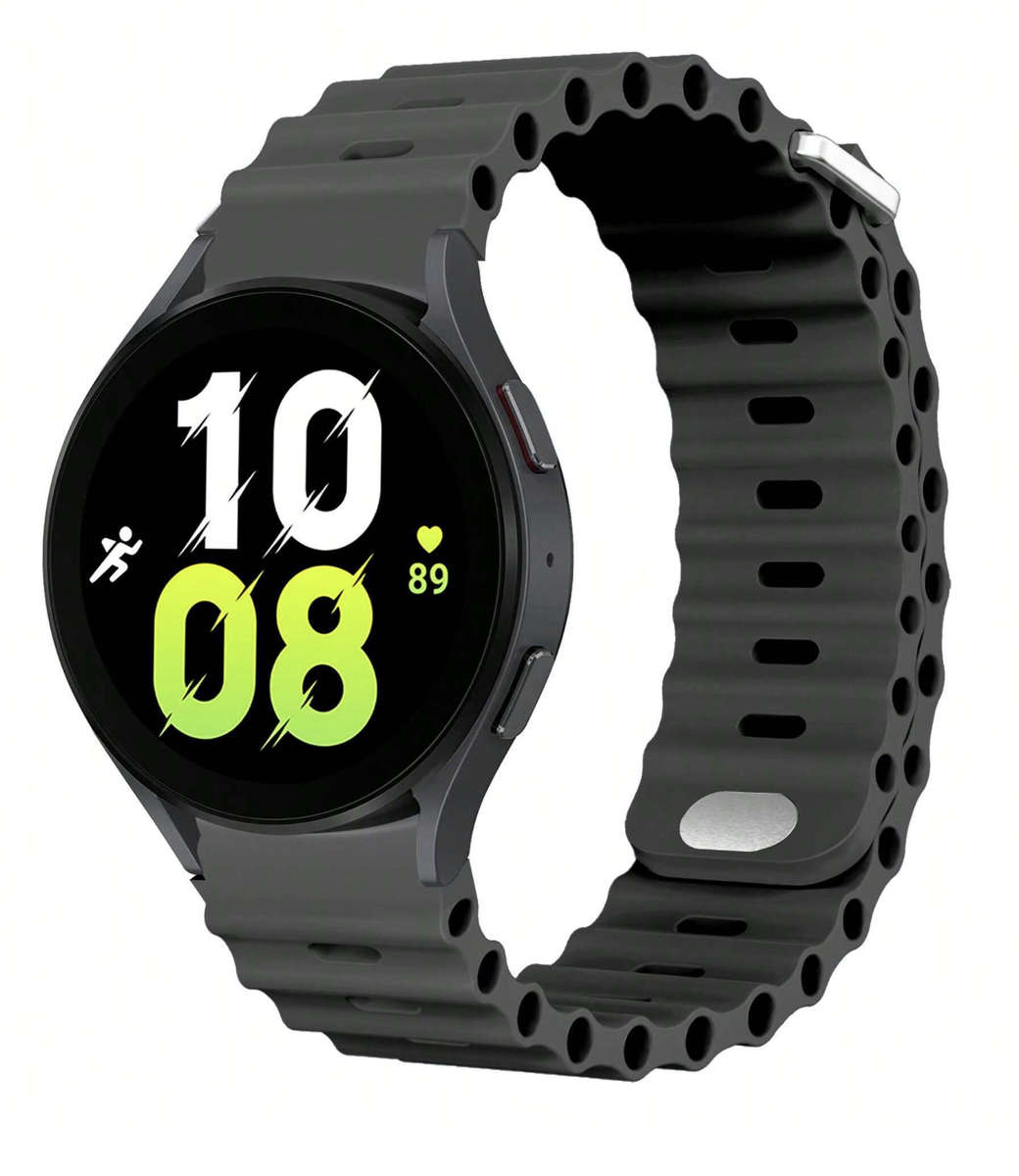 Trendy Silicone Strap Compatible with Samsung Watch 6 / 5 / 4 (BLACK)