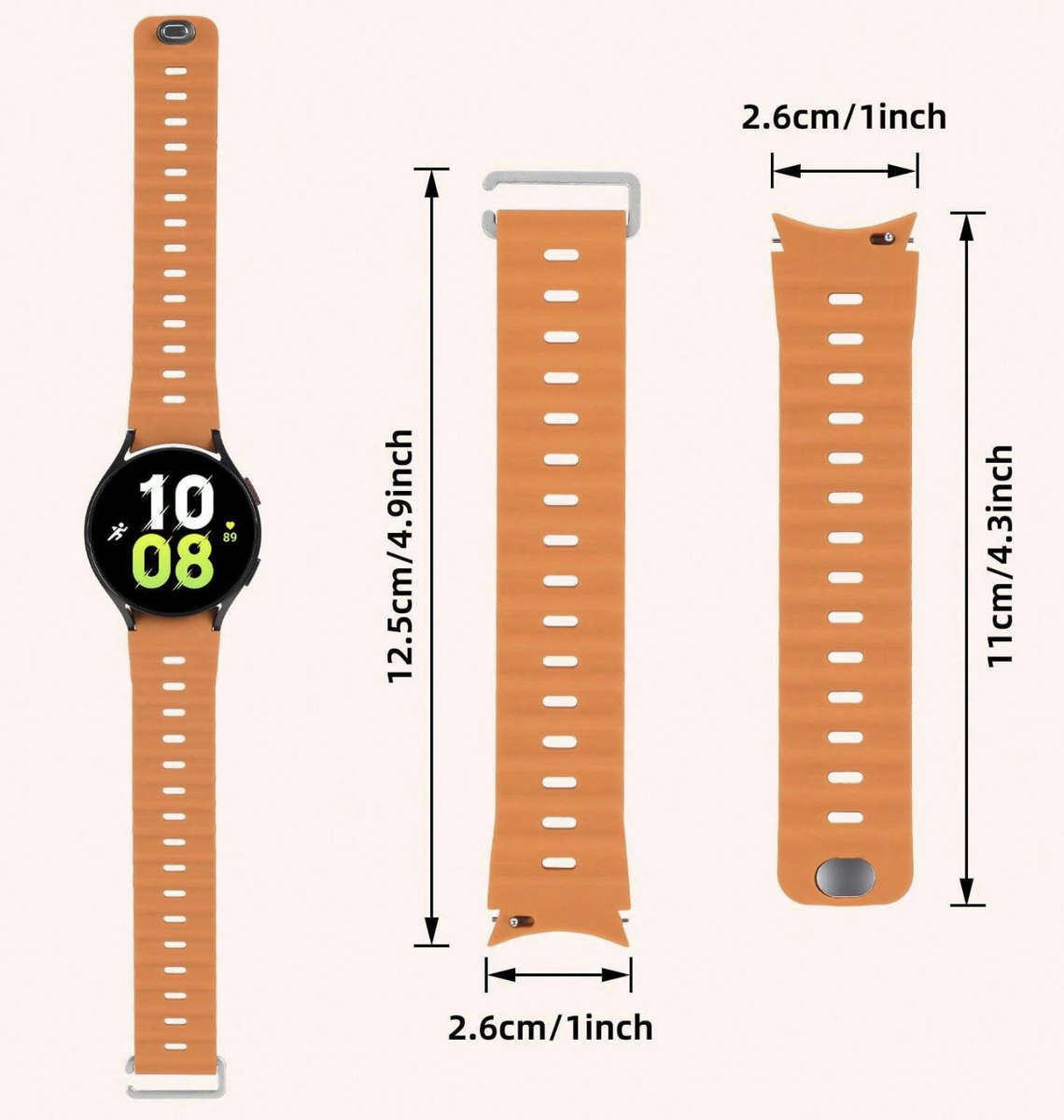 Trendy Silicone Strap Compatible with Samsung Watch 6 / 5 / 4 (BLACK)