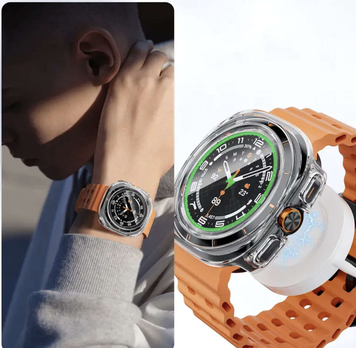 Protective Case for Samsung Galaxy Watch 7 Ultra 47mm (Transparent Silver)