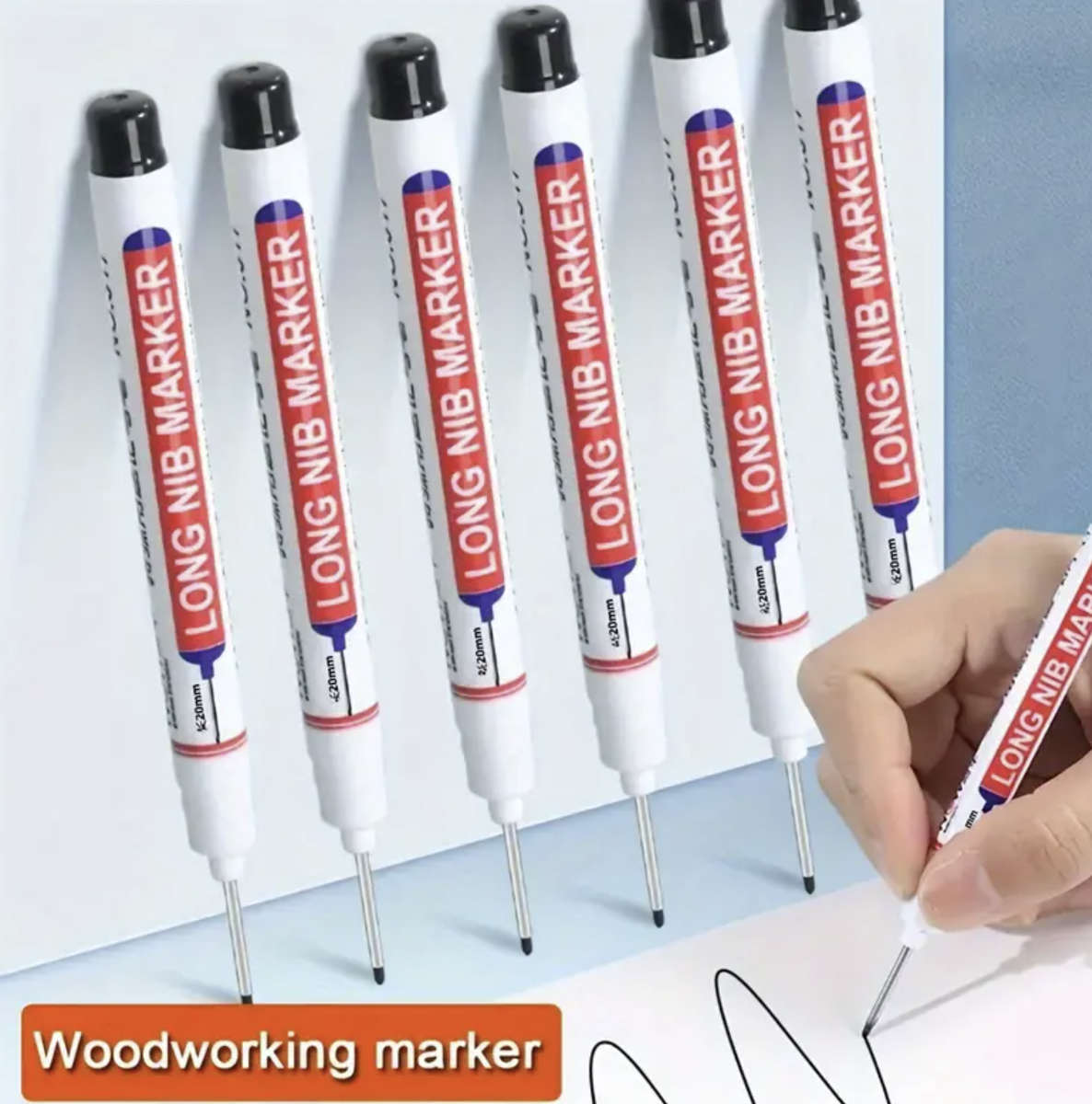 5pcs Multi-Surface Waterproof, No Bleed, Long Nib Markers - 5 Colours