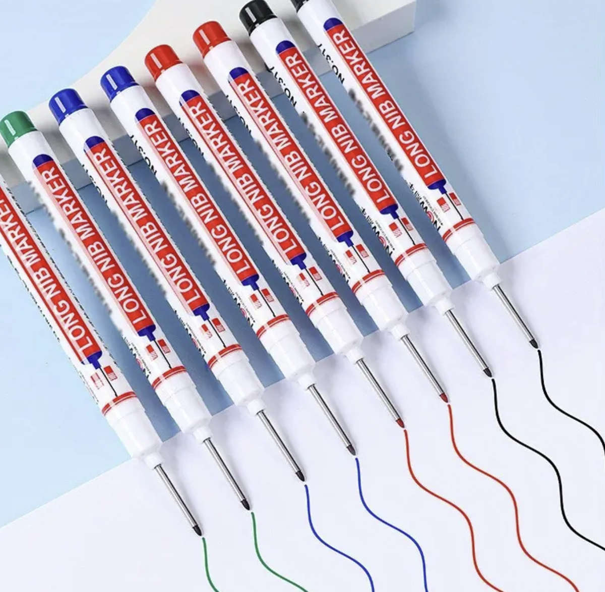 5pcs Multi-Surface Waterproof, No Bleed, Long Nib Markers - 5 Colours