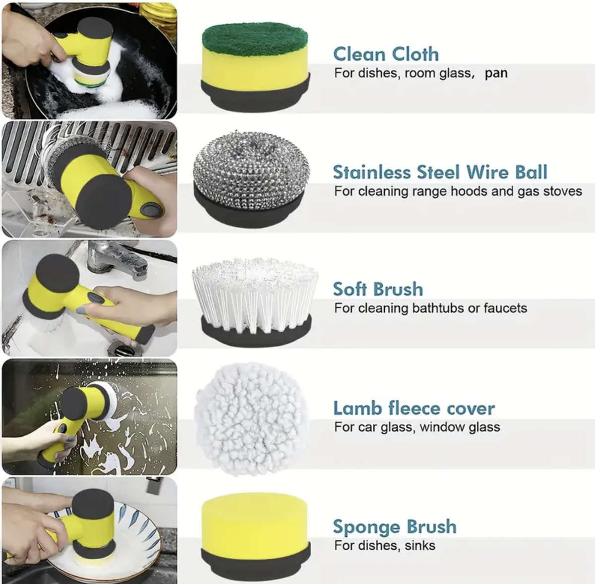 8 in 1 Electric Rotating Washer, Cleaning Brush