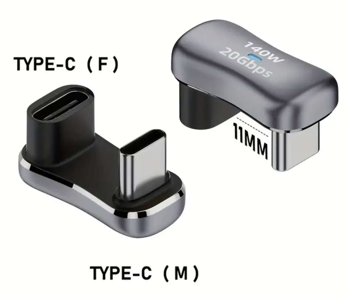 U-Shaped Type-C Male to Type-C Female adapter