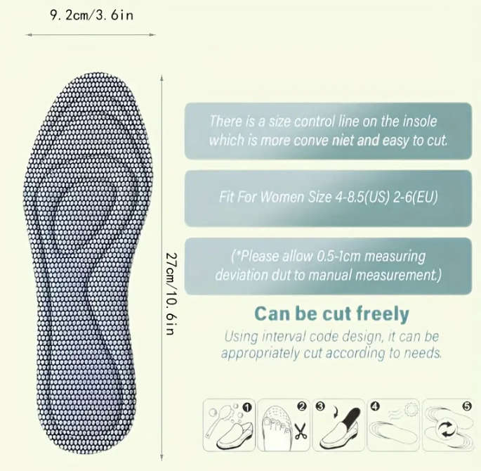 5D Memory Foam Orthopedic Sports Insoles (UNISEX) ***CAN BE CUT TO SIZE***