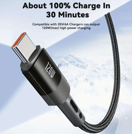 ***CHARGE YOUR PHONE IN 30MINS*** 120W USB Type C To USB, 7A Fast Charging Cable