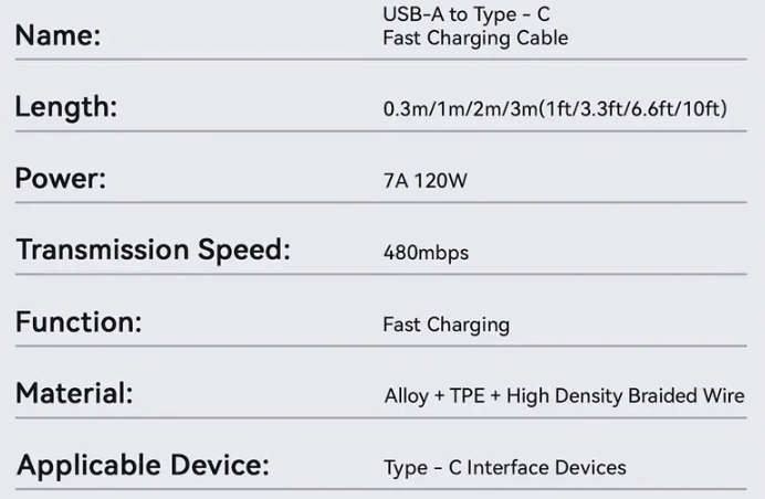 ***CHARGE YOUR PHONE IN 30MINS*** 120W USB Type C To USB, 7A Fast Charging Cable