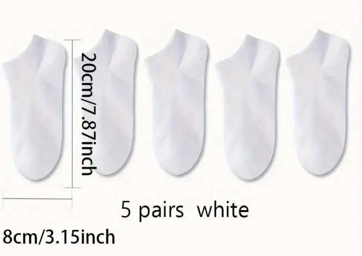 5 pairs (1 Pack) 100% Cotton Ankle Socks