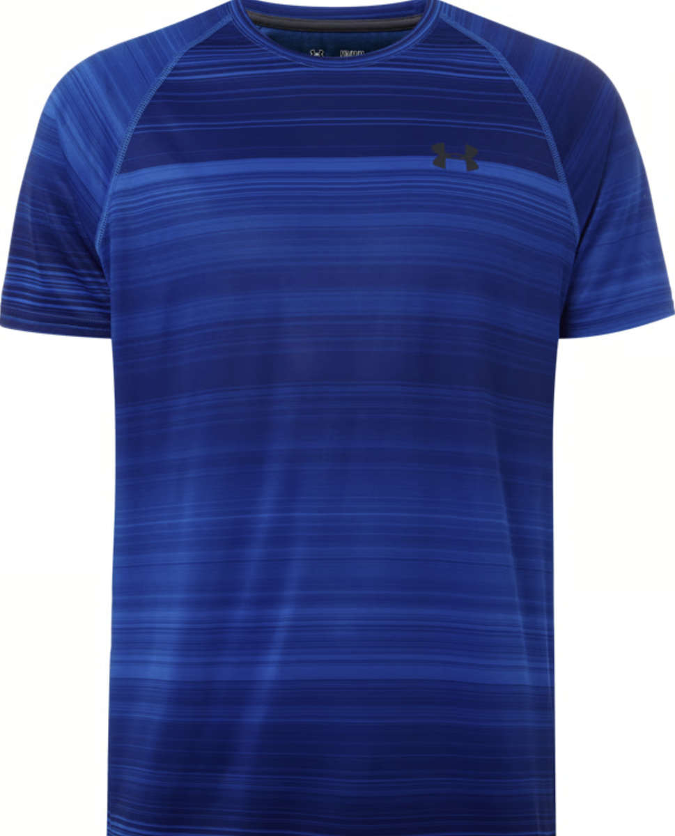 Under Armour HeatGear Functional T-Shirt - Blue Striped (Size - XXL)
