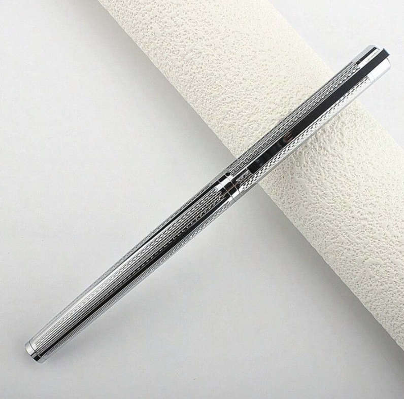 Luxury Silver Metal Textured Fountain Pen
