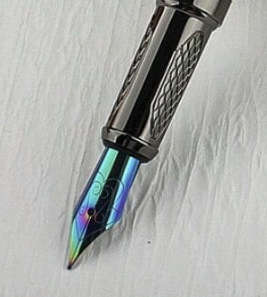 Textured Metal Fountain Pen with Tungsten Nib (Orange / Grey)