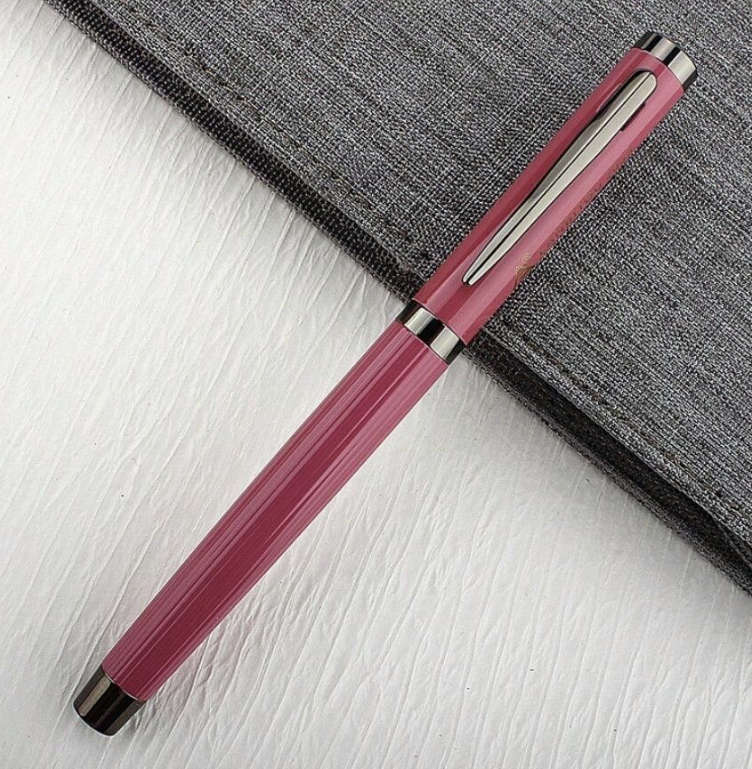 Textured Metal Fountain Pen with Tungsten Nib (Rose Red)