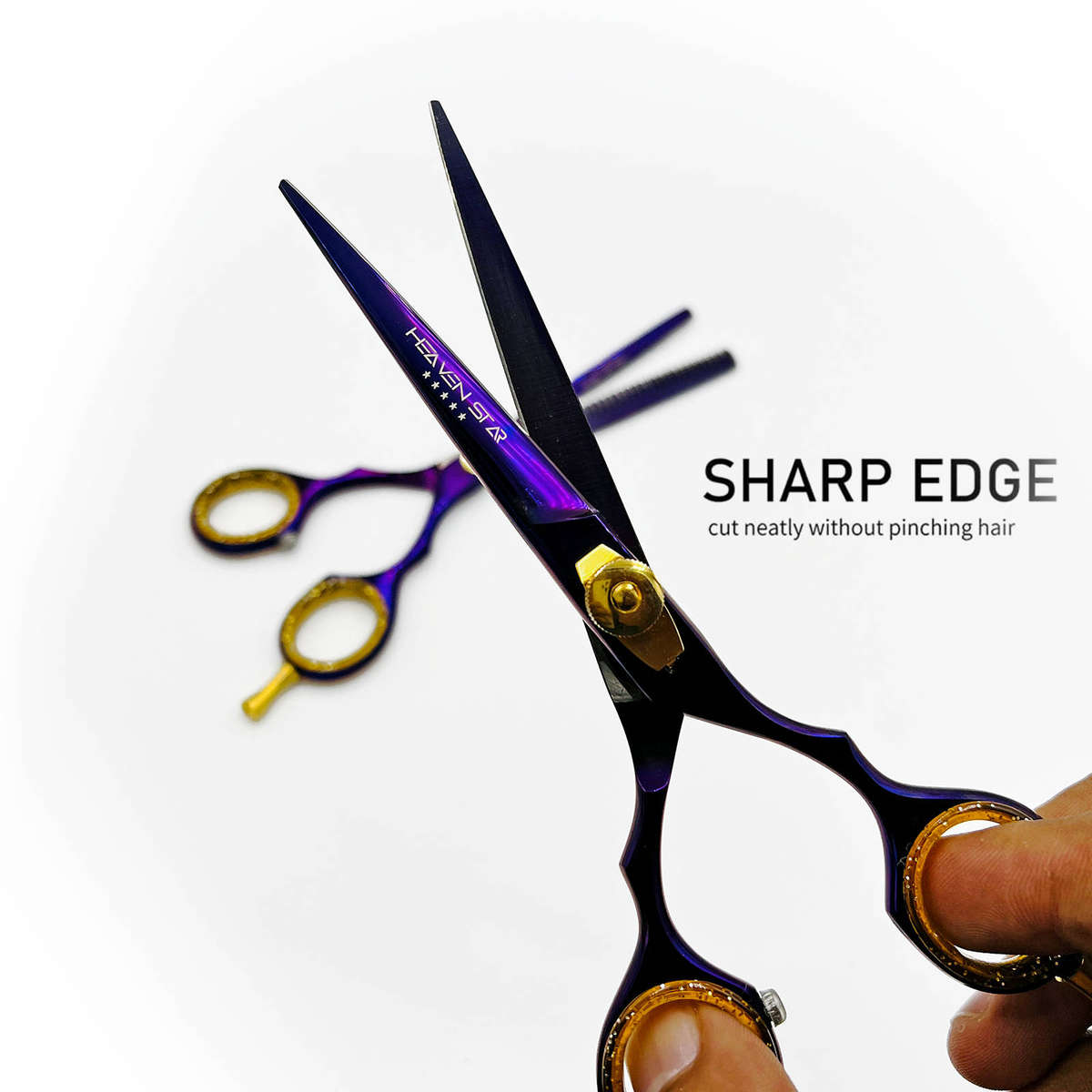Professional Barber Hairdressing & Thinning Shears 6.0" Salon Scissors Set - Purple Edition
