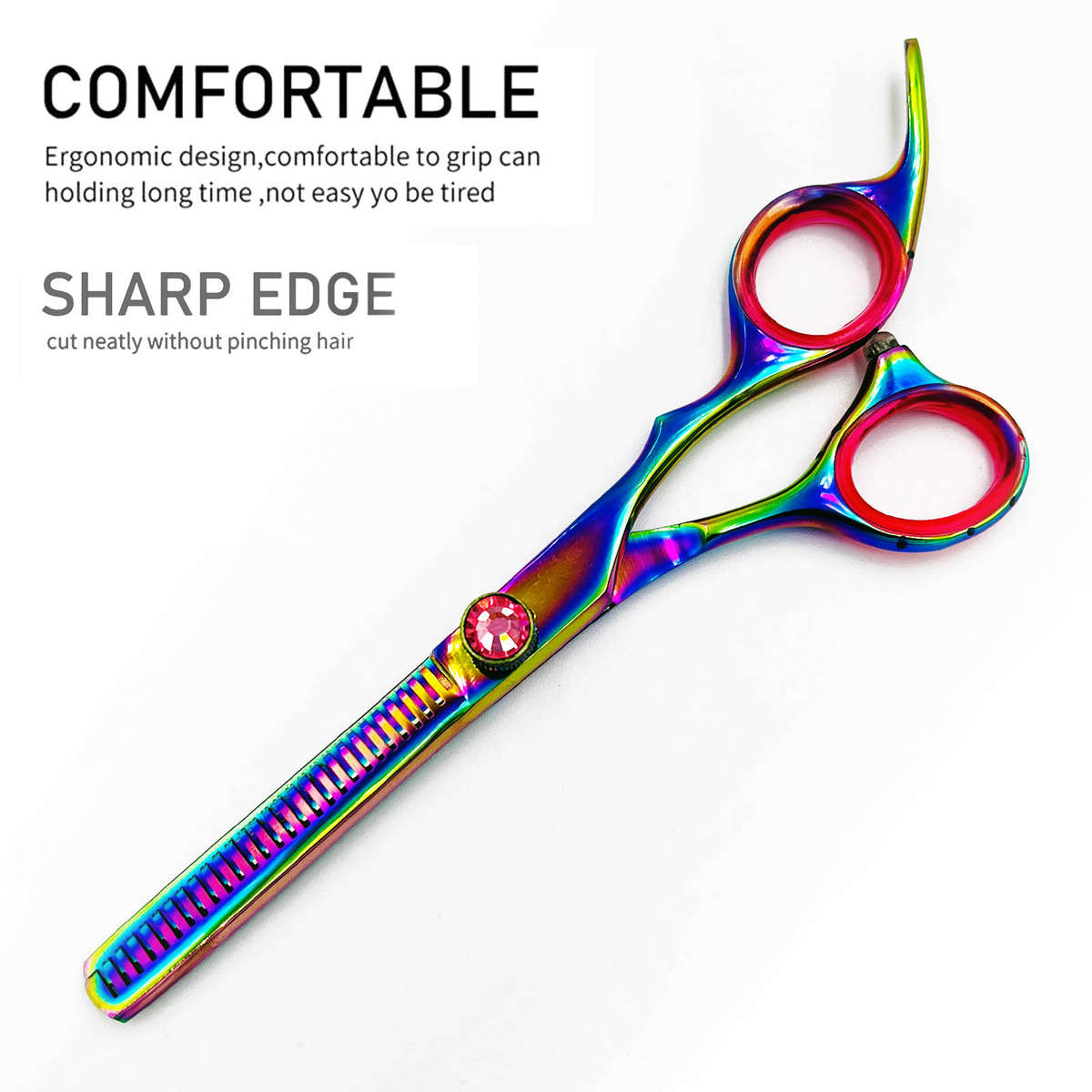 Smirchu Professional Barber Hairdressing & Thinning Shears 6.5" Salon Scissors Set - Multi Titanium