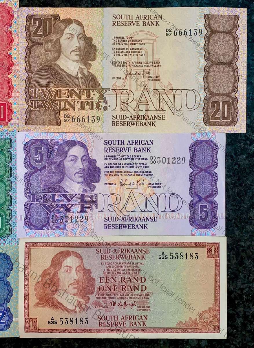 Complete Set GPC De Kock & decimals R50 TO R2 - 1980s (R1 de Jongh 1967) (1 bid takes all)