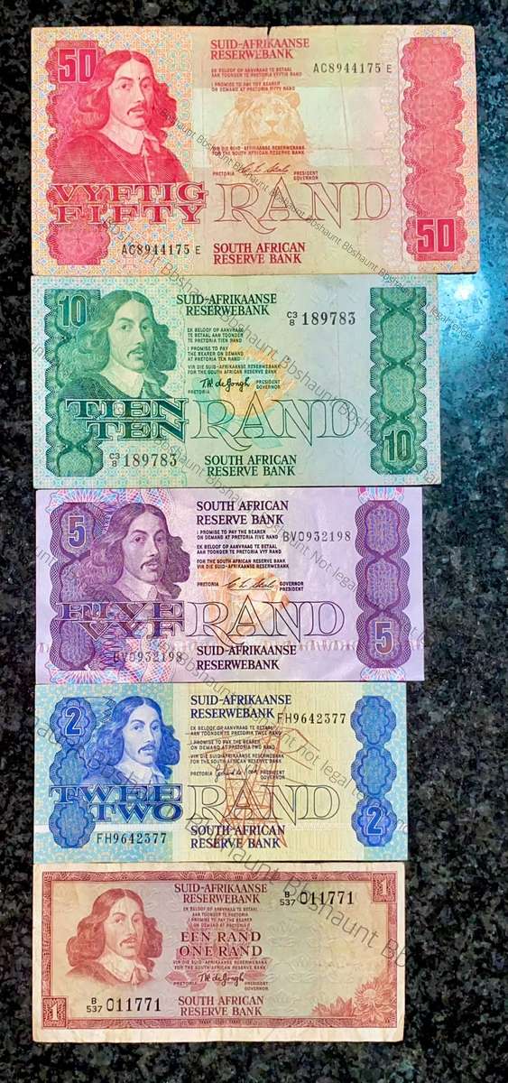 Set Of Various Governor's R50 to R1 1967-1990 (1 bid takes all)