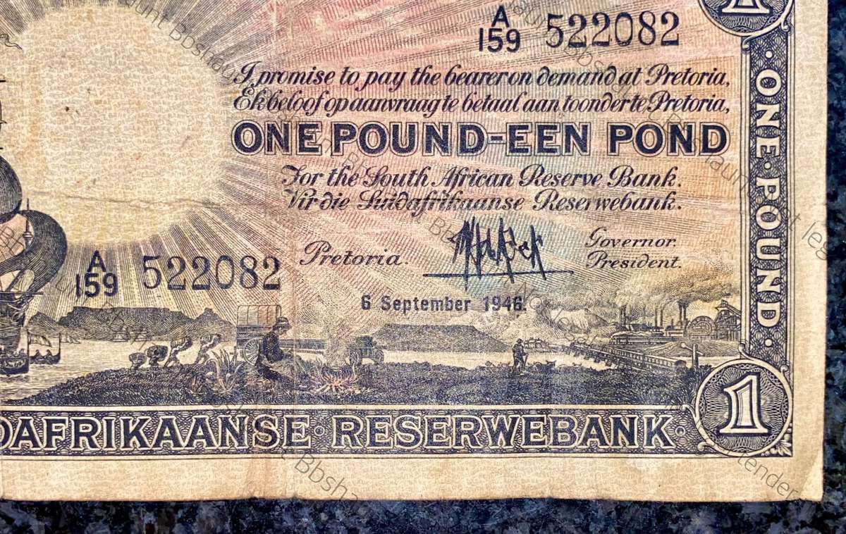 M.H De Kock 1 pound 6th September 1946 - A159