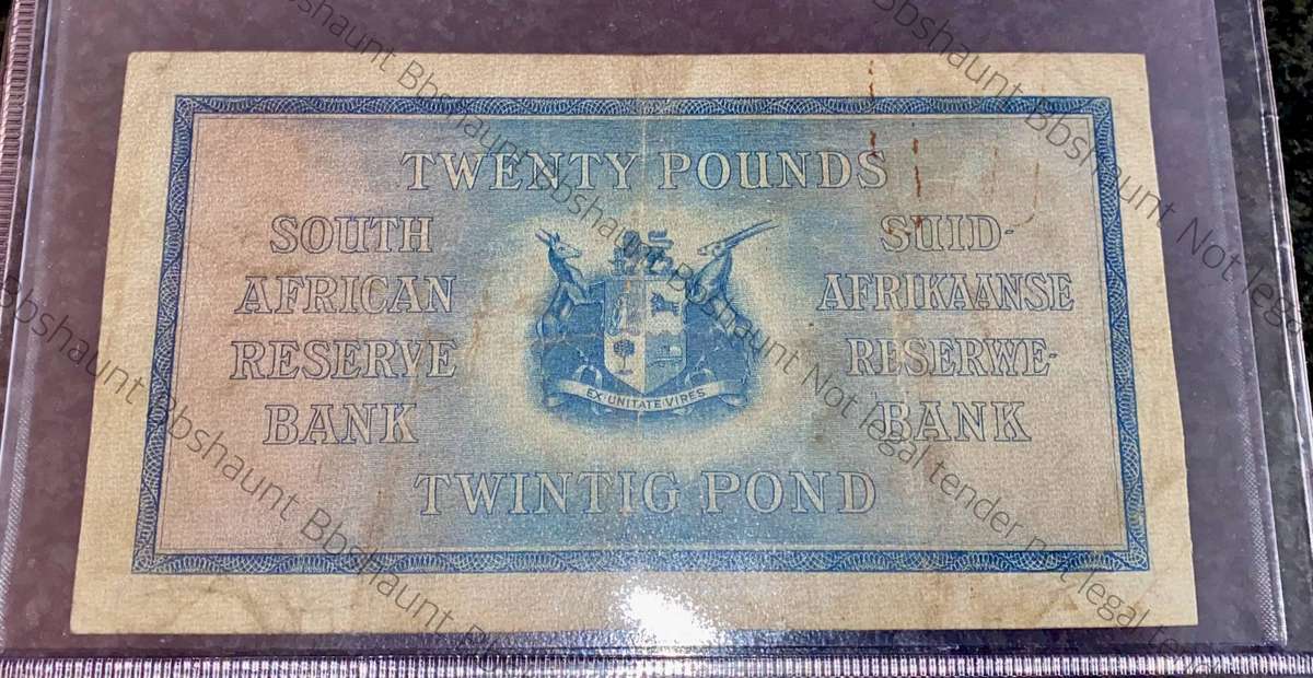 J Postmus Graded 20 pound 4th September 1933 SANGS Graded VF20 Scarce