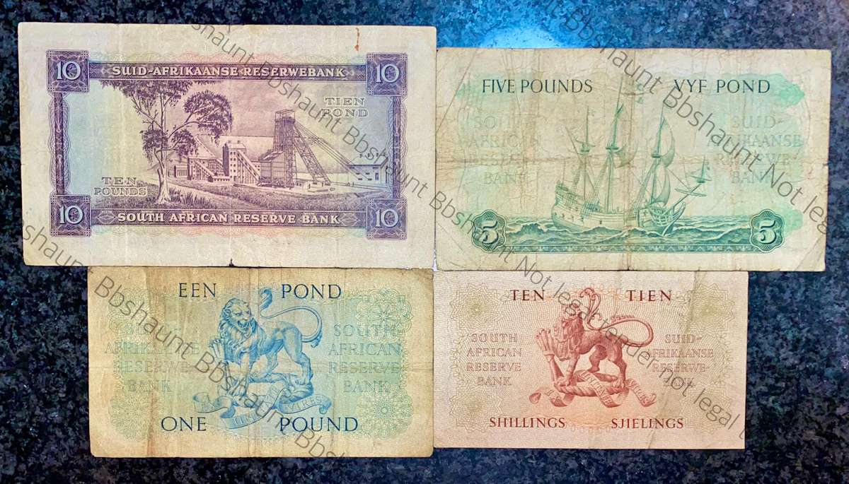 MH DE KOCK SET 10 POUND 1952, 5 POUND 1955, 1 POUND 1958 & 10 SHILLINGS 1958 (1 BID TAKES AL