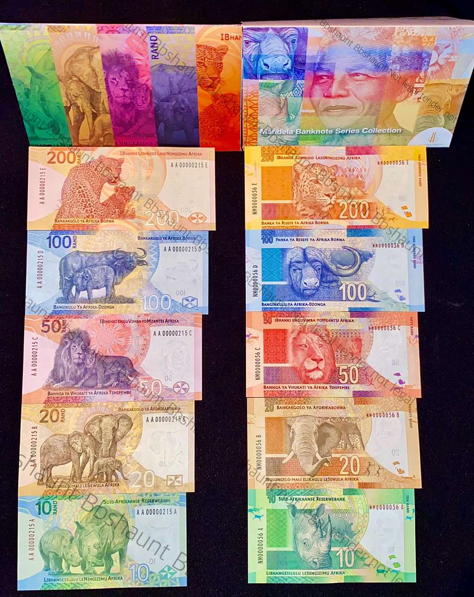 SOUTH AFRICA SET VERY LOW NO - L. KGANYAGO AA0000215 & G. MARCUS (NELSON MANDELA NM0000056 SCARCE)