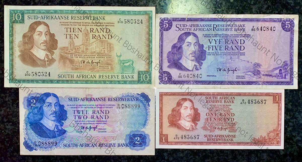 COMPLETE SET OF TW DE JONGH & DECIMALS R10 TO R1 --- 1967-1975 ( 1 BID TAKES ALL)